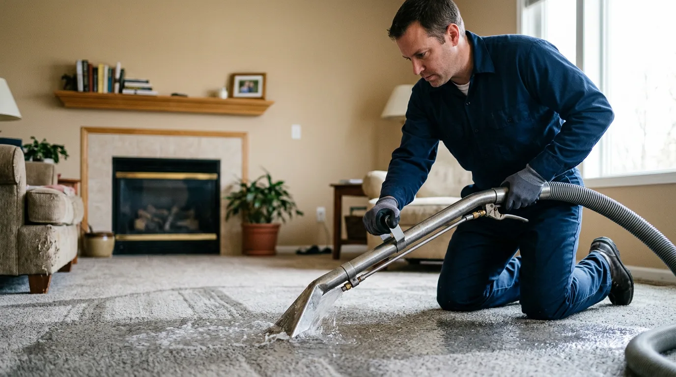 Water damage restoration technician working near Bancroft, ID